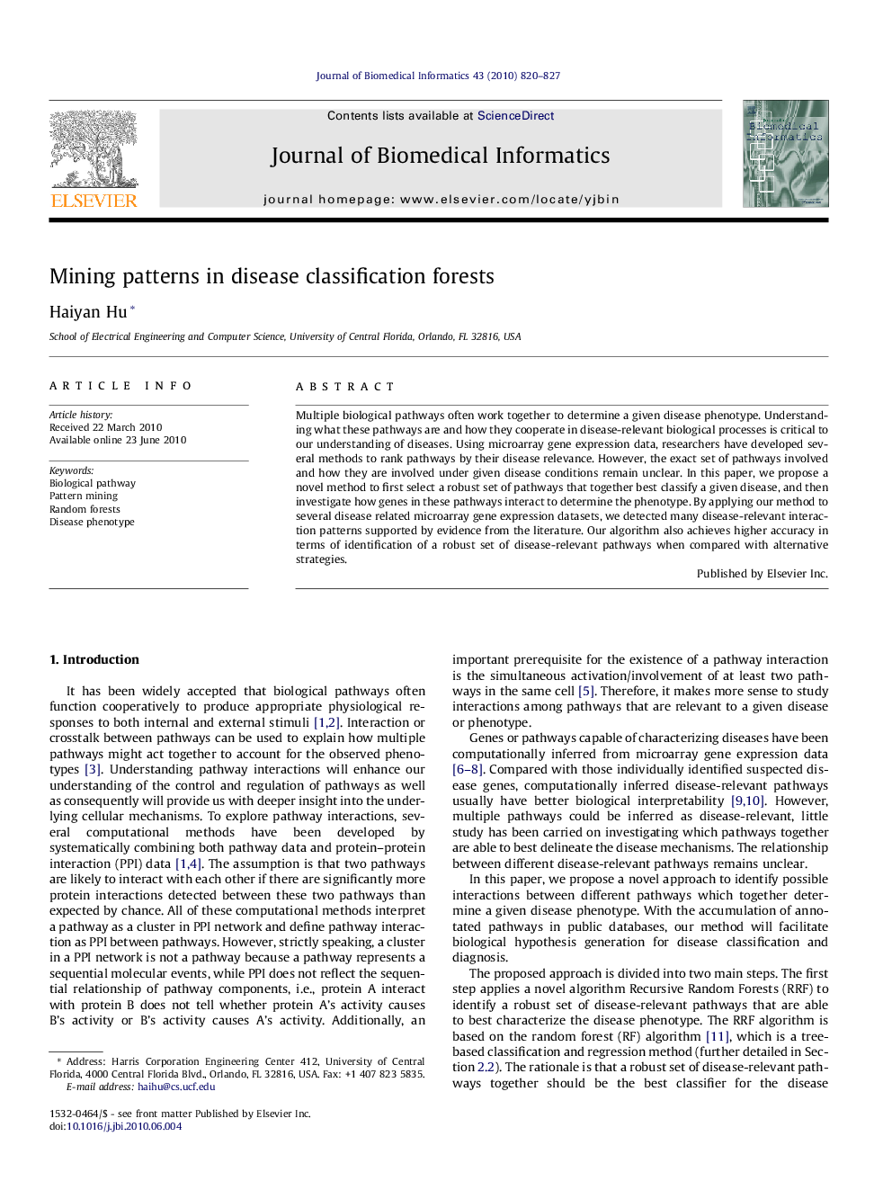 Mining patterns in disease classification forests