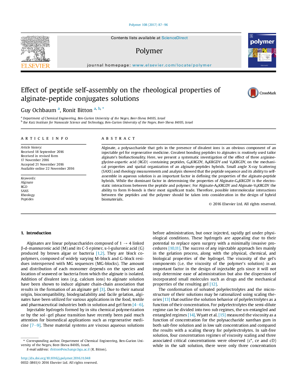 Effect of peptide self-assembly on the rheological properties of alginate-peptide conjugates solutions