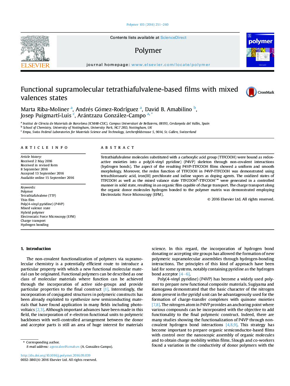 Functional supramolecular tetrathiafulvalene-based films with mixed valences states