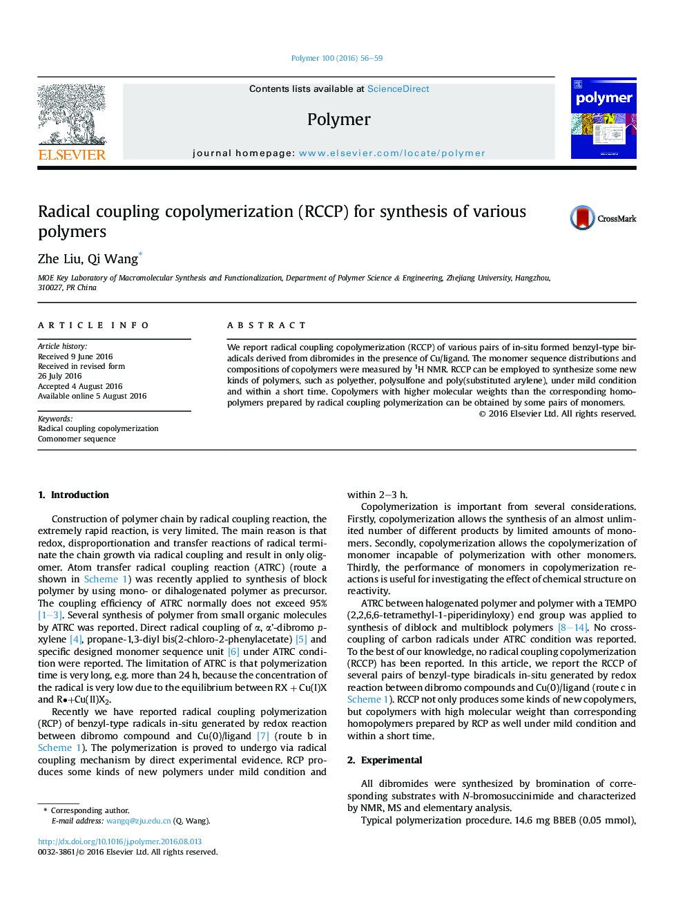 Radical coupling copolymerization (RCCP) for synthesis of various polymers