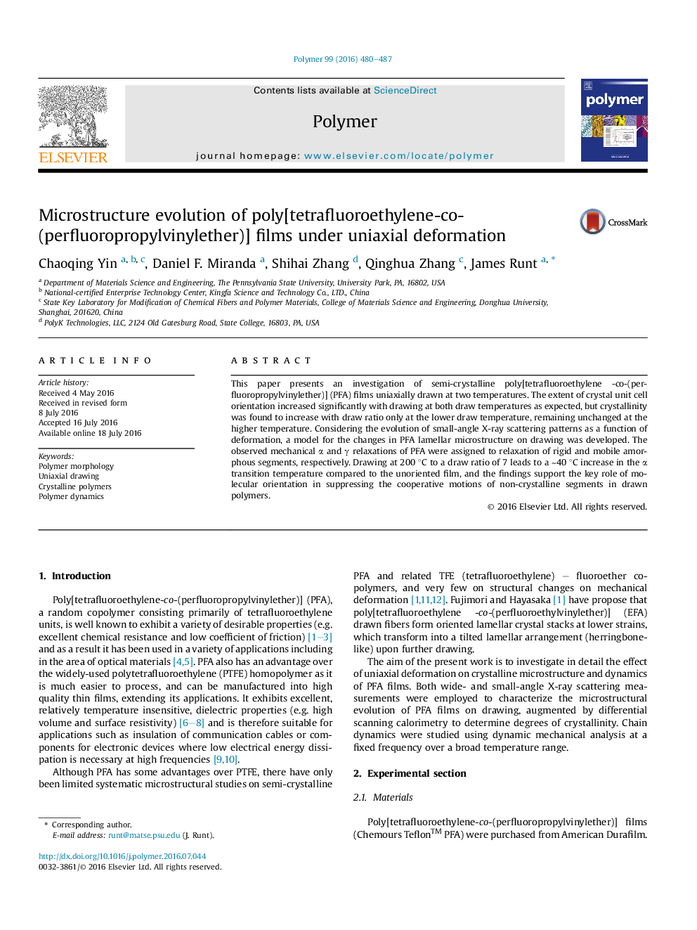 تکامل میکروارگانیسم فیلم های پلی [تترافوروالکتیلن-کاپ (پرولوئوروپروپیلیلینیل اتر)] تحت تغییر شکل یکنواخت 