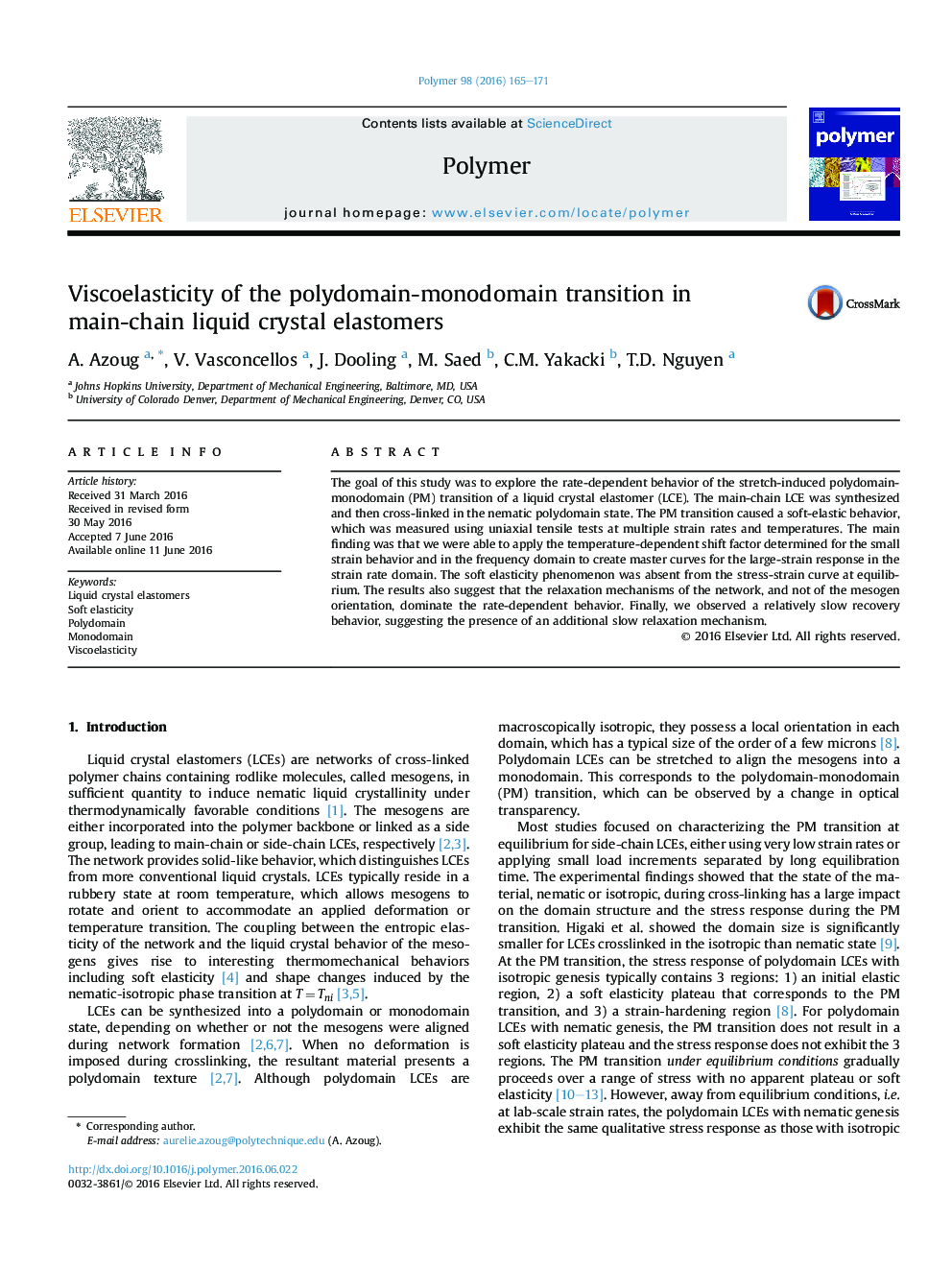 Viscoelasticity of the polydomain-monodomain transition in main-chain liquid crystal elastomers