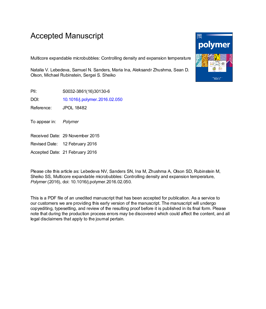 Multicore expandable microbubbles: Controlling density and expansion temperature