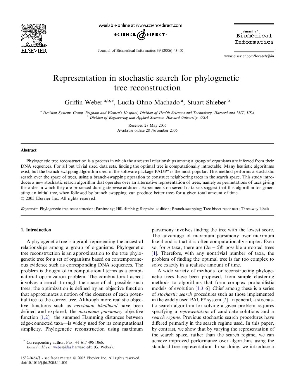 Representation in stochastic search for phylogenetic tree reconstruction