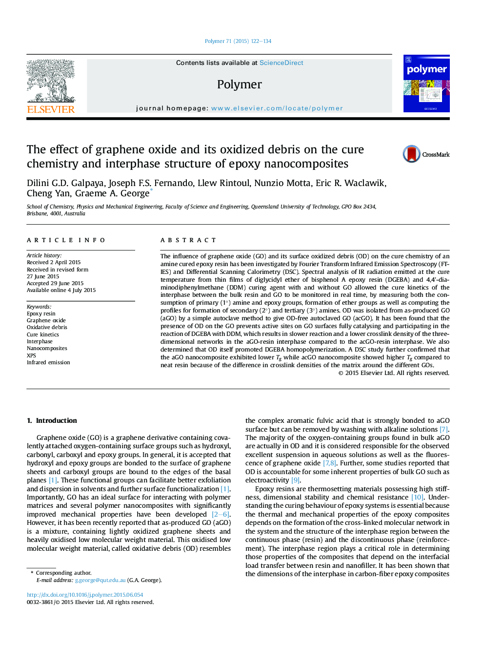 The effect of graphene oxide and its oxidized debris on the cure chemistry and interphase structure of epoxy nanocomposites