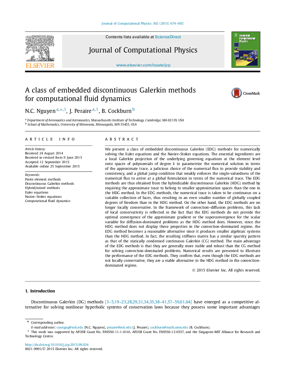 A class of embedded discontinuous Galerkin methods for computational fluid dynamics