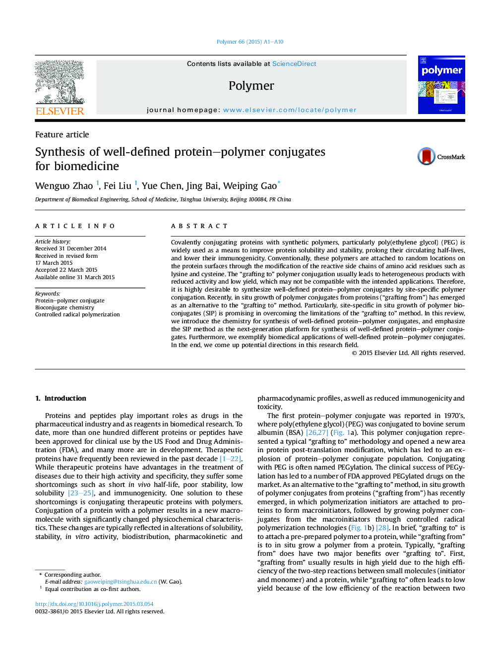 Synthesis of well-defined protein-polymer conjugates for biomedicine