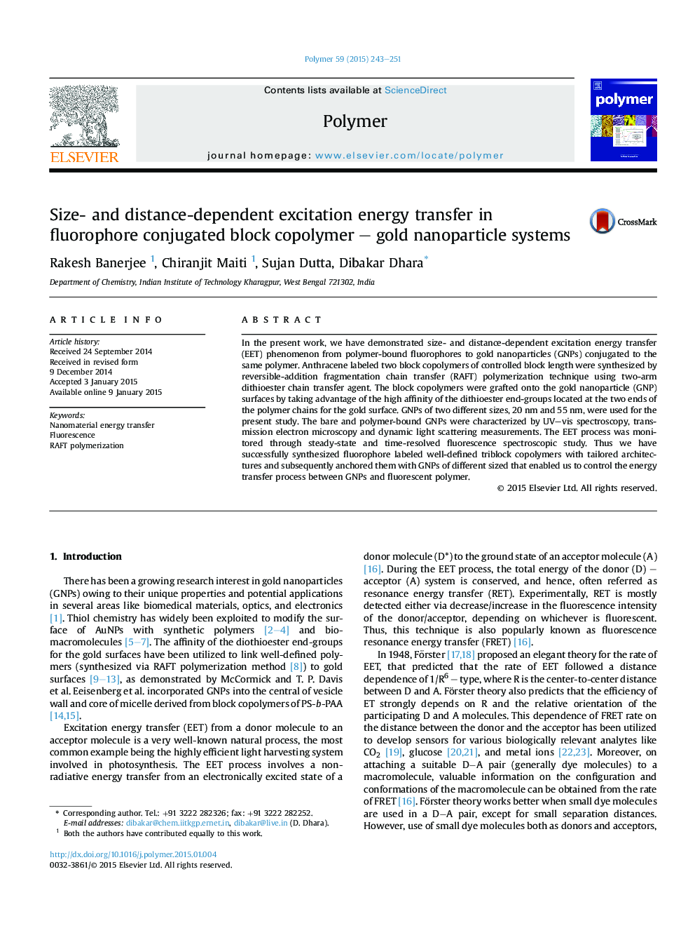 Size- and distance-dependent excitation energy transfer in fluorophore conjugated block copolymer - gold nanoparticle systems