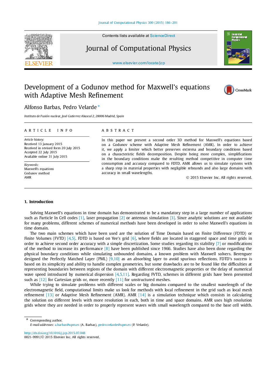 Development of a Godunov method for Maxwell's equations with Adaptive Mesh Refinement