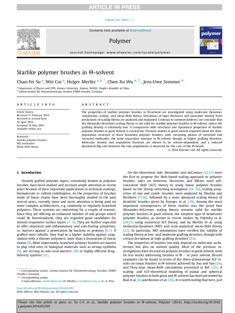 Starlike polymer brushes in Î-solvent