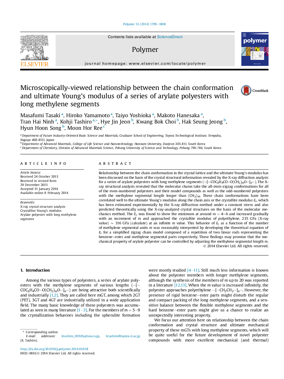 Microscopically-viewed relationship between the chain conformation and ultimate Young's modulus of a series of arylate polyesters with long methylene segments