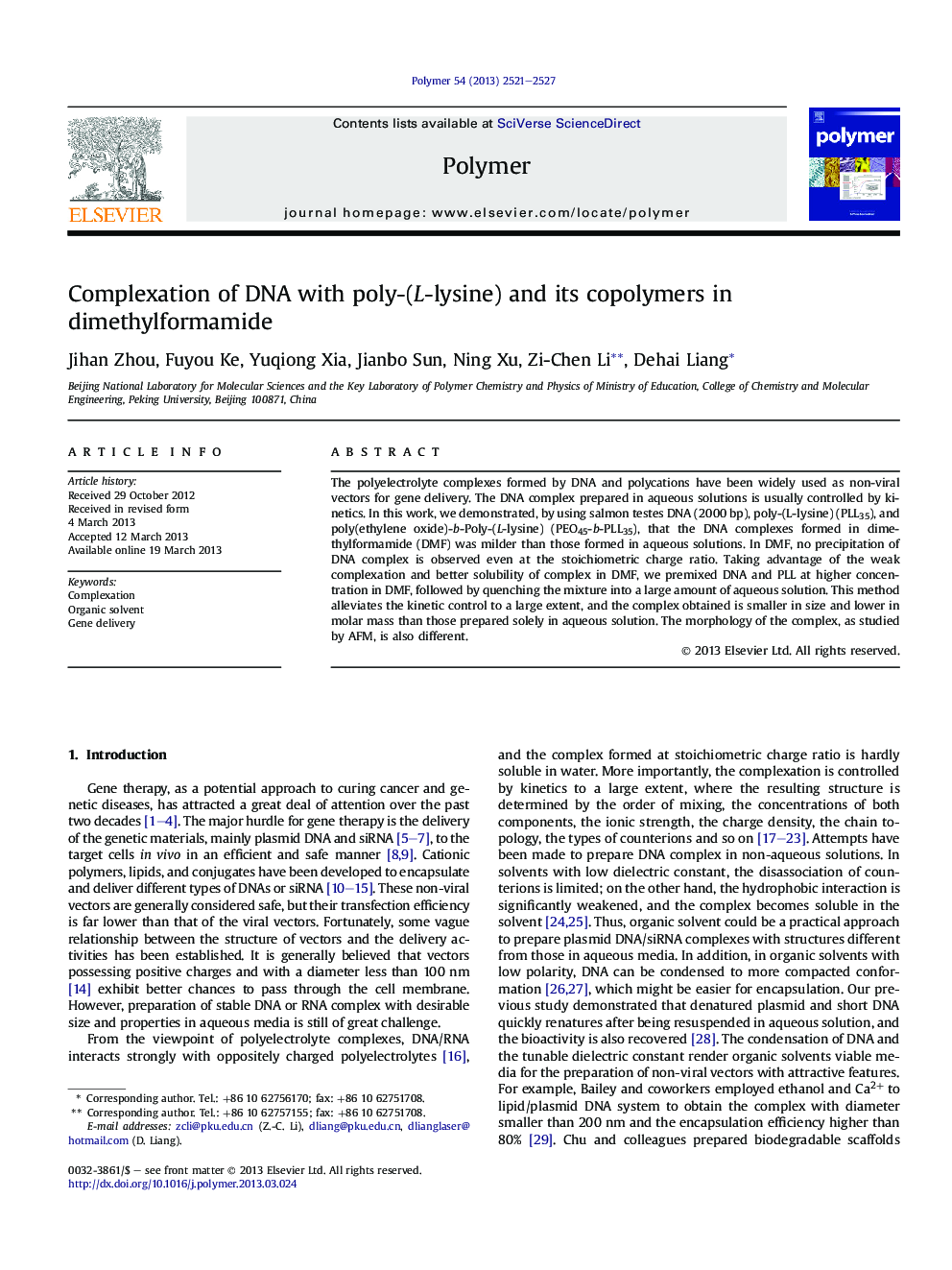 Complexation of DNA with poly-(L-lysine) and its copolymers in dimethylformamide