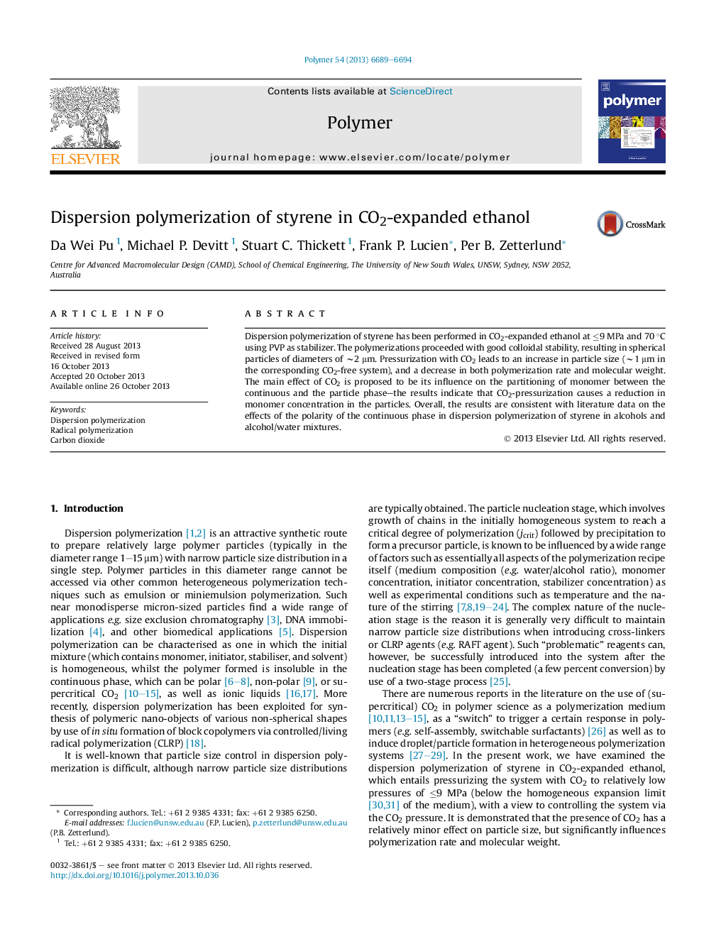 Dispersion polymerization of styrene in CO2-expanded ethanol