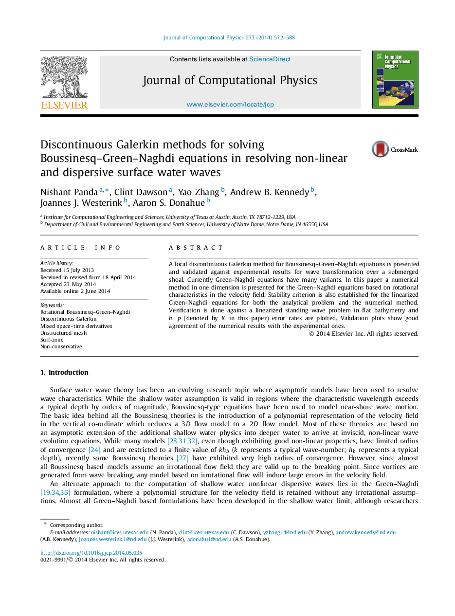 Discontinuous Galerkin methods for solving Boussinesq–Green–Naghdi equations in resolving non-linear and dispersive surface water waves