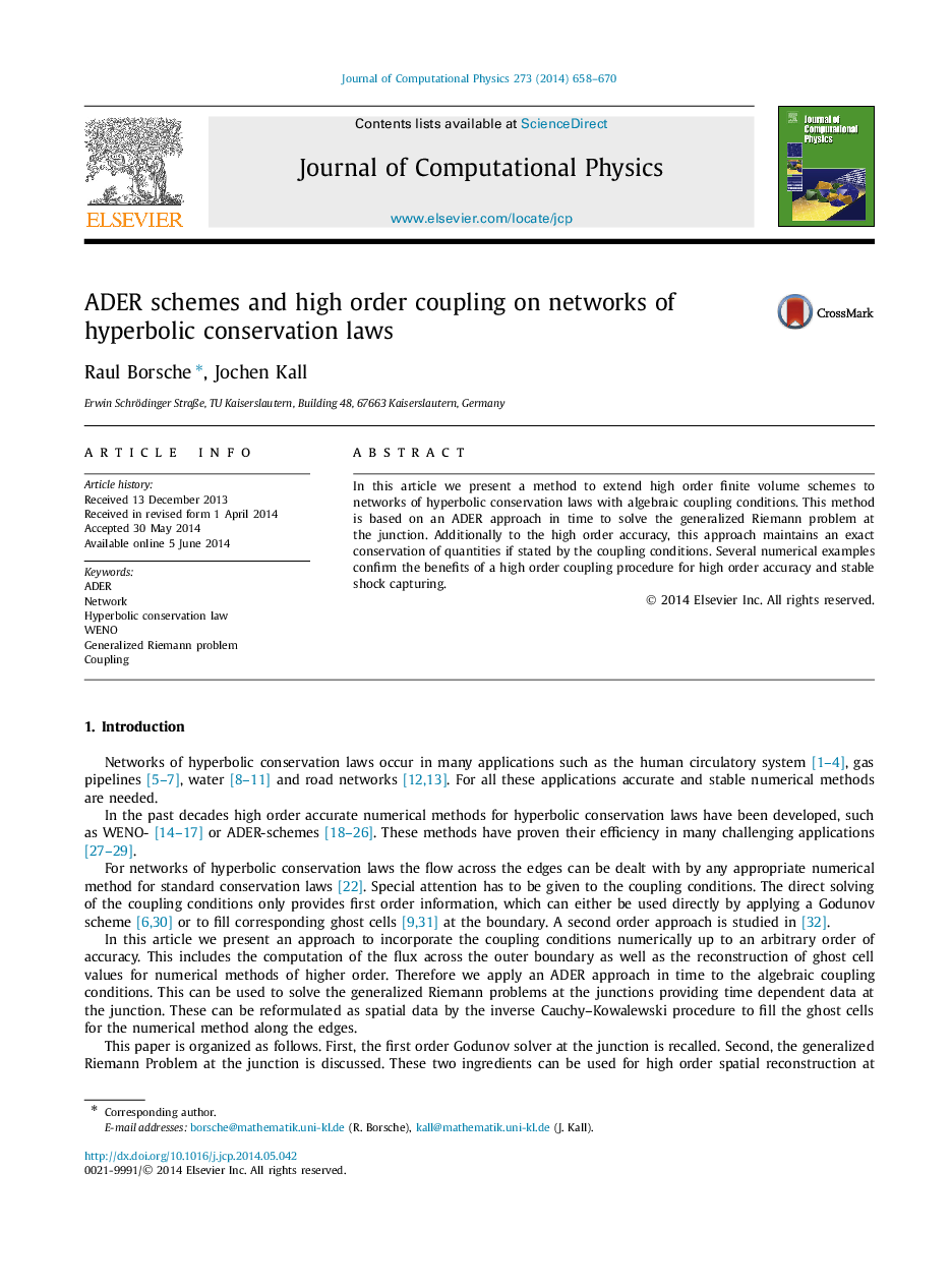 ADER schemes and high order coupling on networks of hyperbolic conservation laws