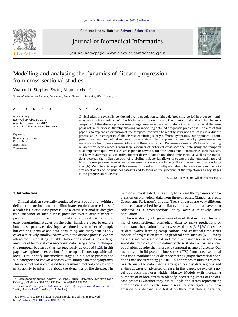 Modelling and analysing the dynamics of disease progression from cross-sectional studies