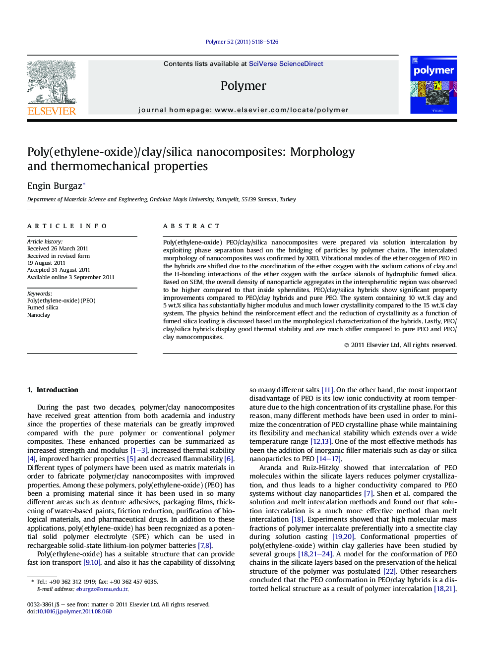 Poly(ethylene-oxide)/clay/silica nanocomposites: Morphology and thermomechanical properties