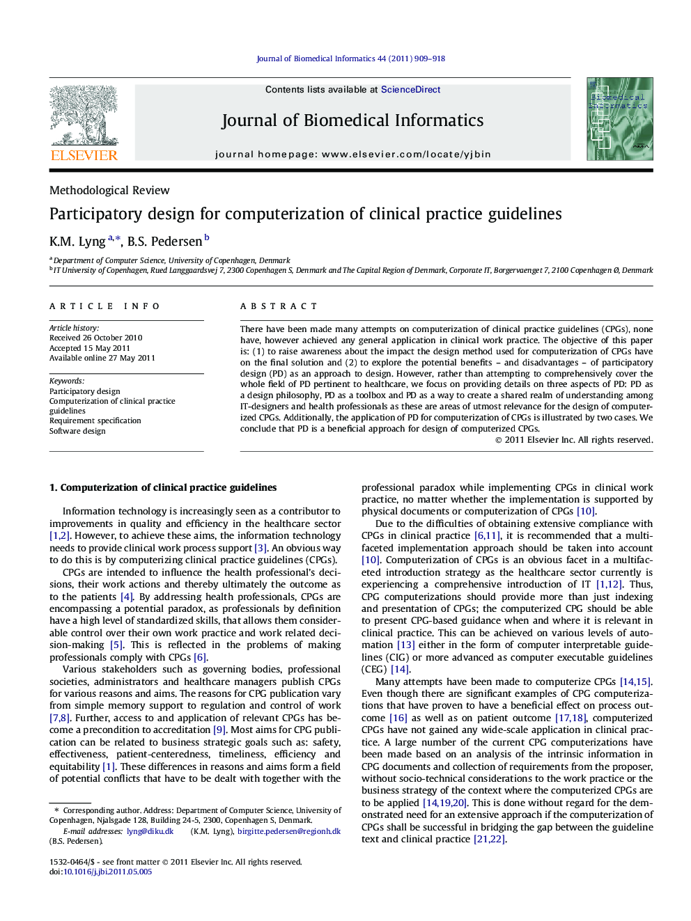 Participatory design for computerization of clinical practice guidelines