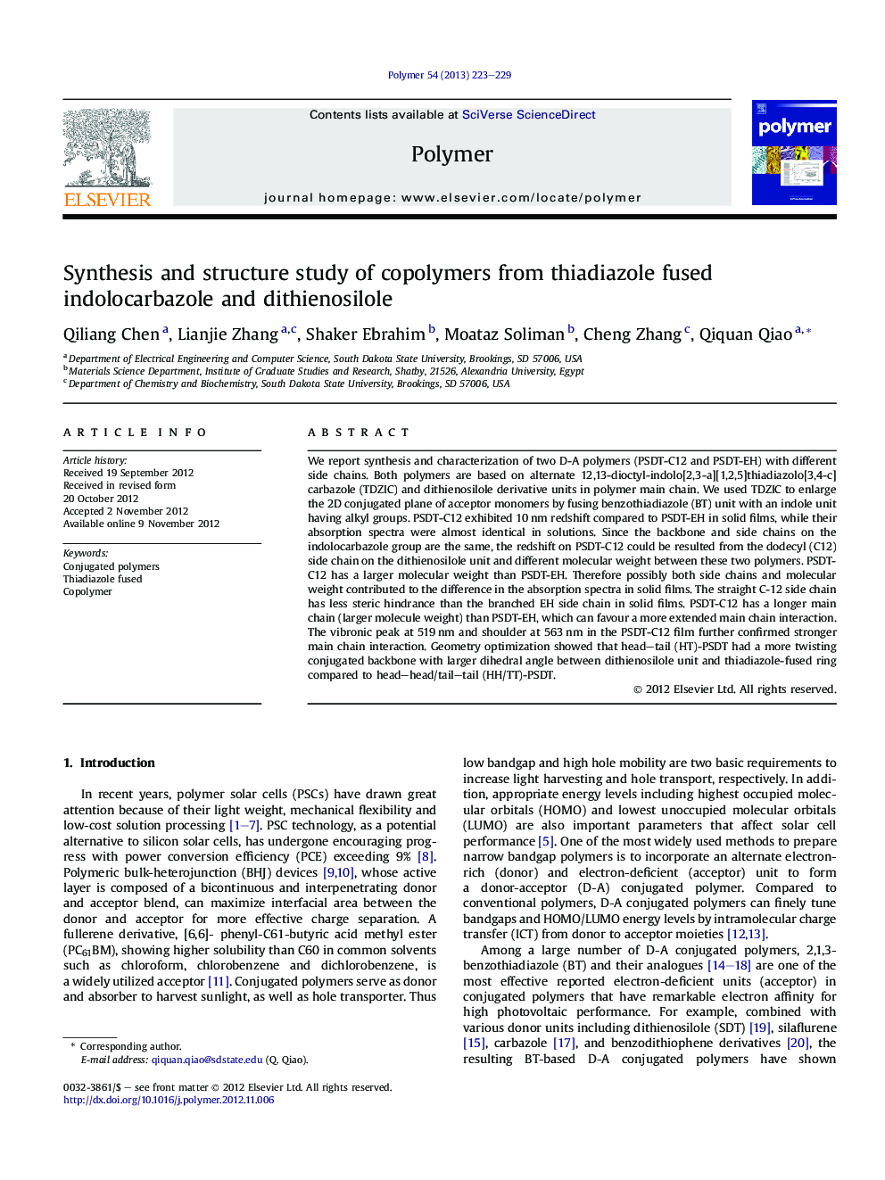 سنتز و بررسی ساختار کوپلیمرهای سدیمینول و اندولوکوارازول 