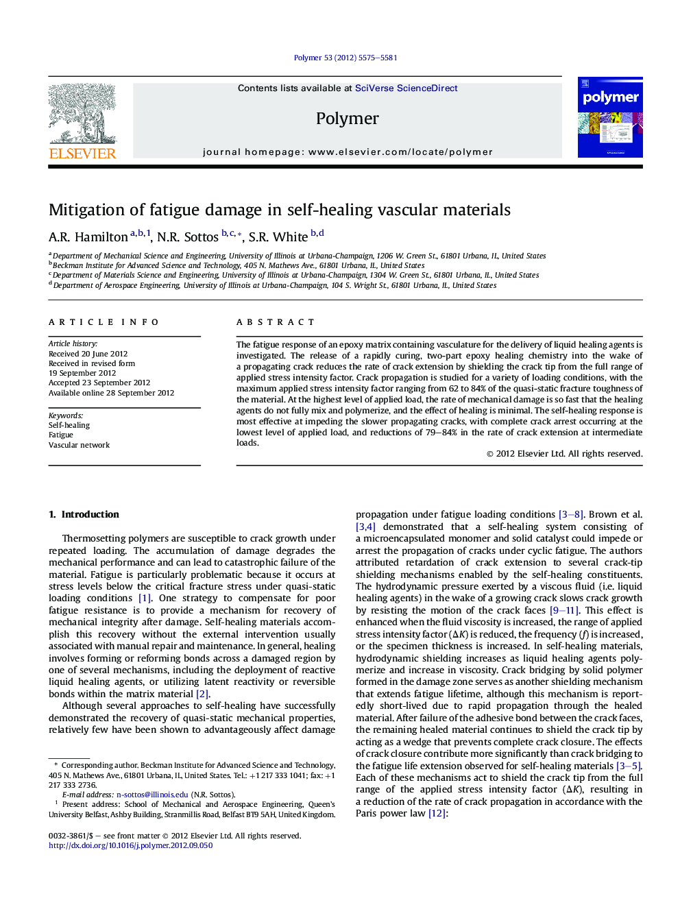 Mitigation of fatigue damage in self-healing vascular materials