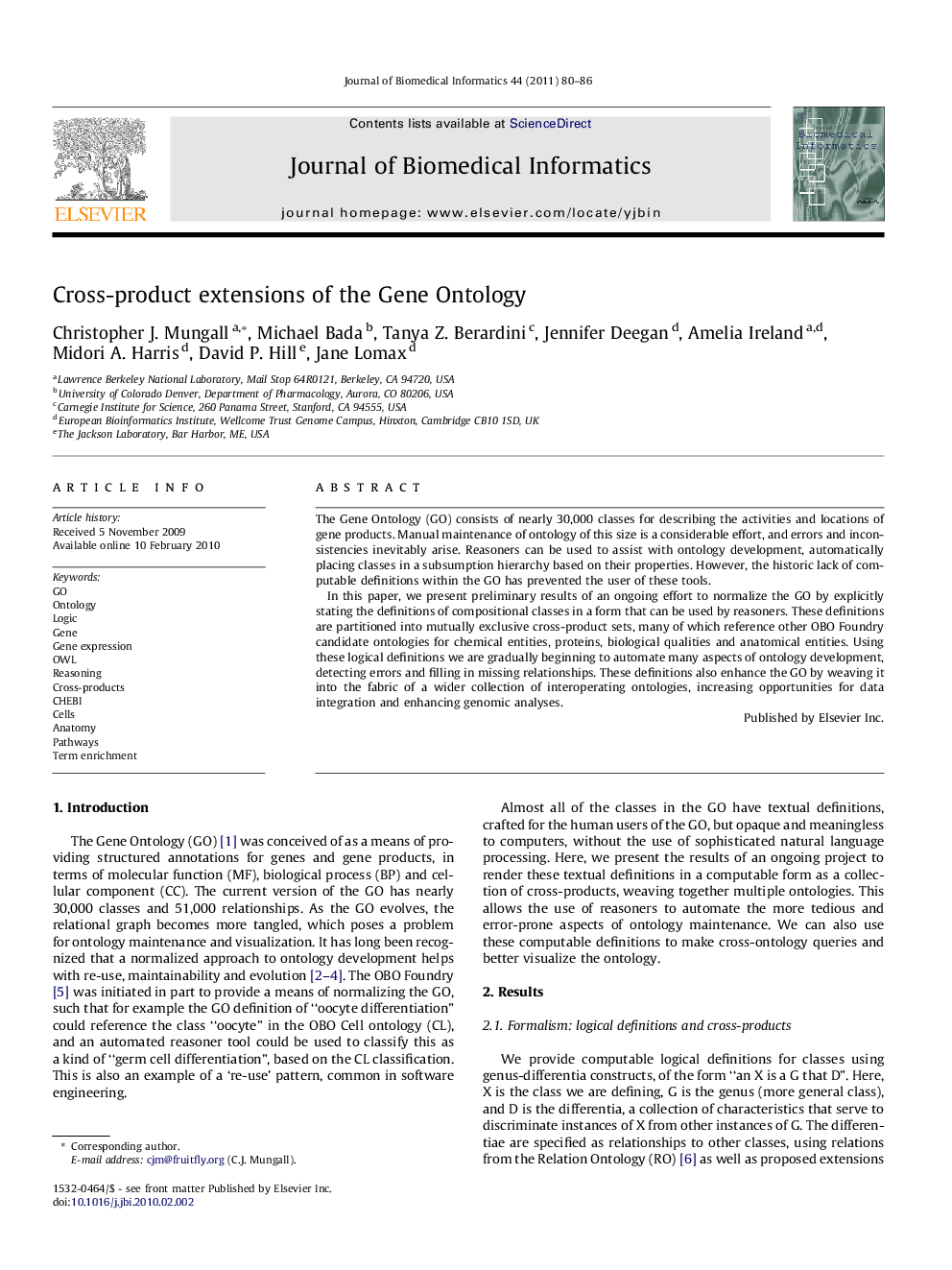 Cross-product extensions of the Gene Ontology