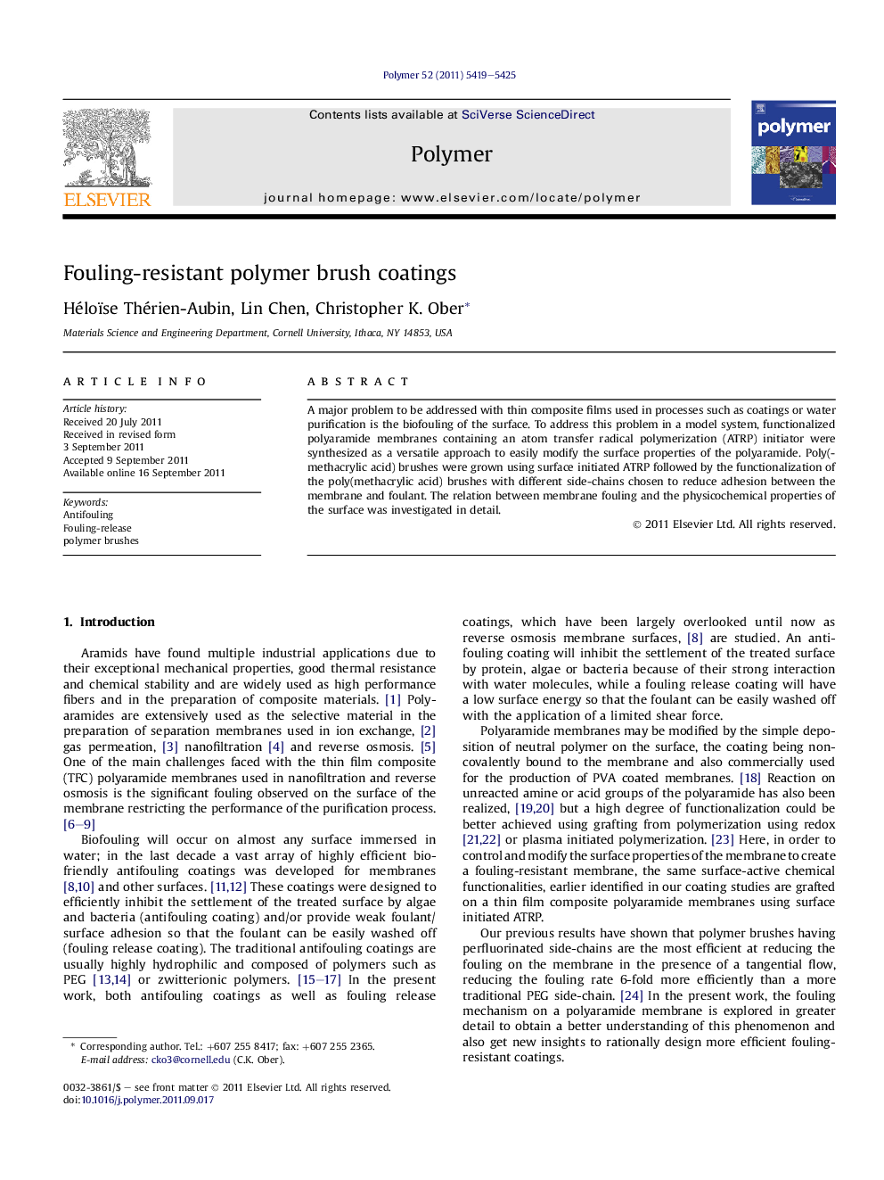 Fouling-resistant polymer brush coatings