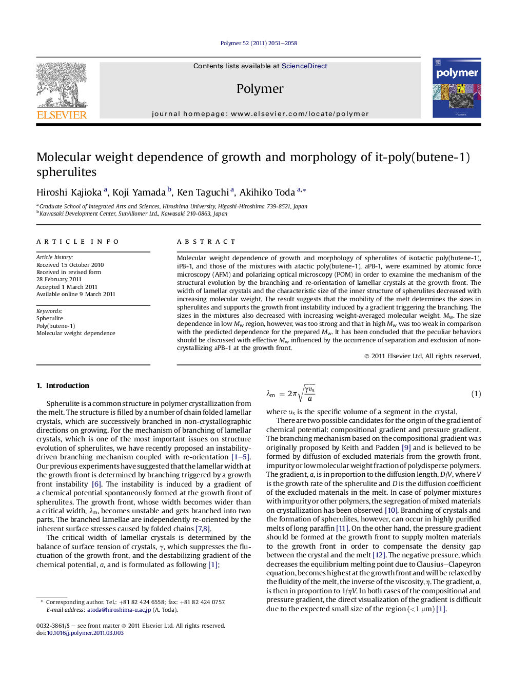 Molecular weight dependence of growth and morphology of it-poly(butene-1) spherulites