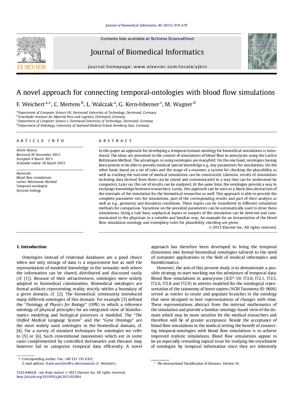 عکس صفحه اول مقاله: A novel approach for connecting temporal-ontologies with blood flow simulations A novel approach for connecting temporal-ontologies with blood flow simulations