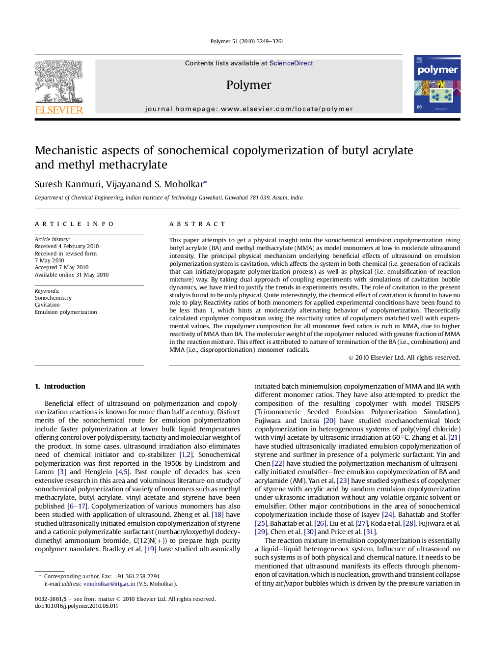 Mechanistic aspects of sonochemical copolymerization of butyl acrylate and methyl methacrylate