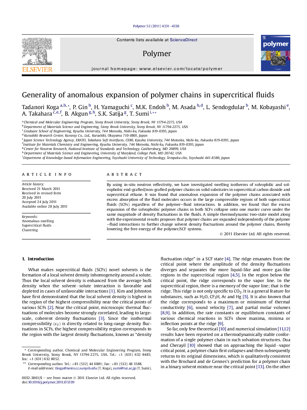 Generality of anomalous expansion of polymer chains in supercritical fluids