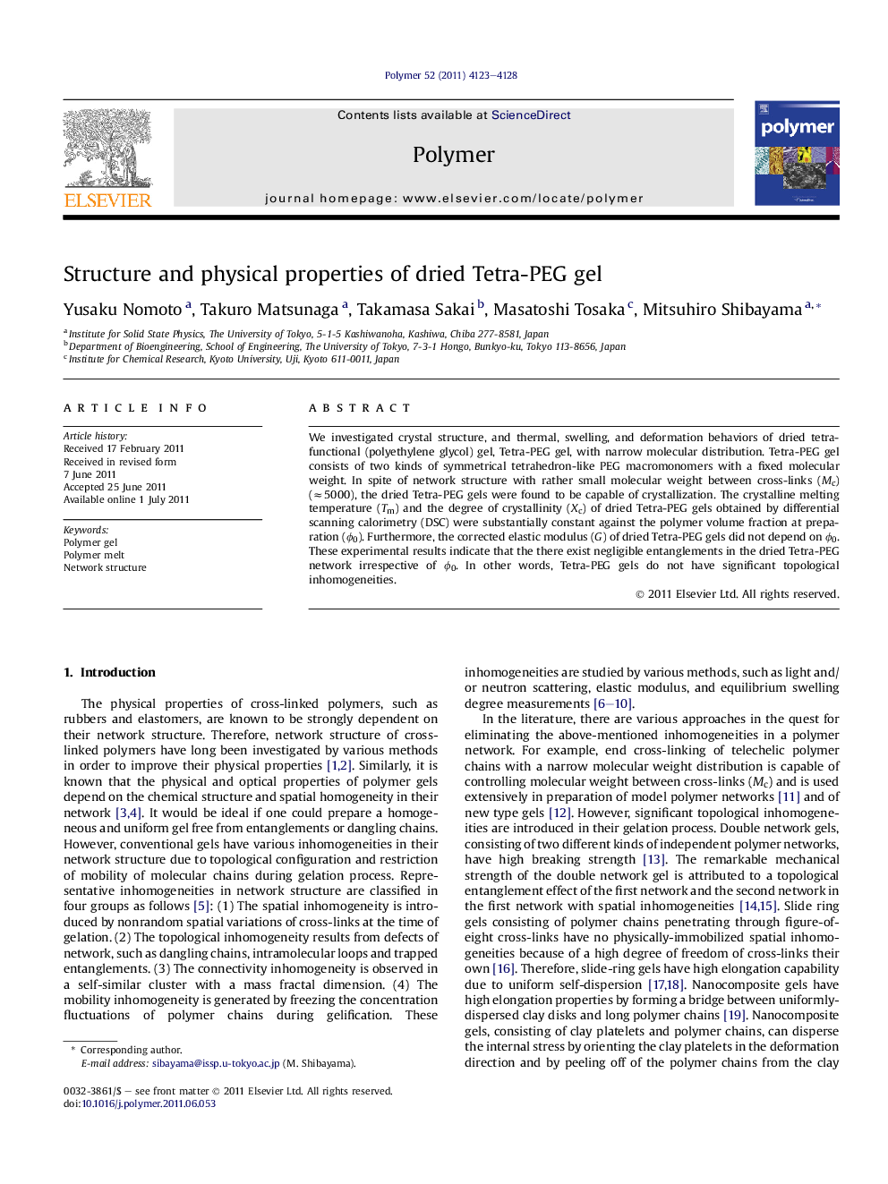 Structure and physical properties of dried Tetra-PEG gel