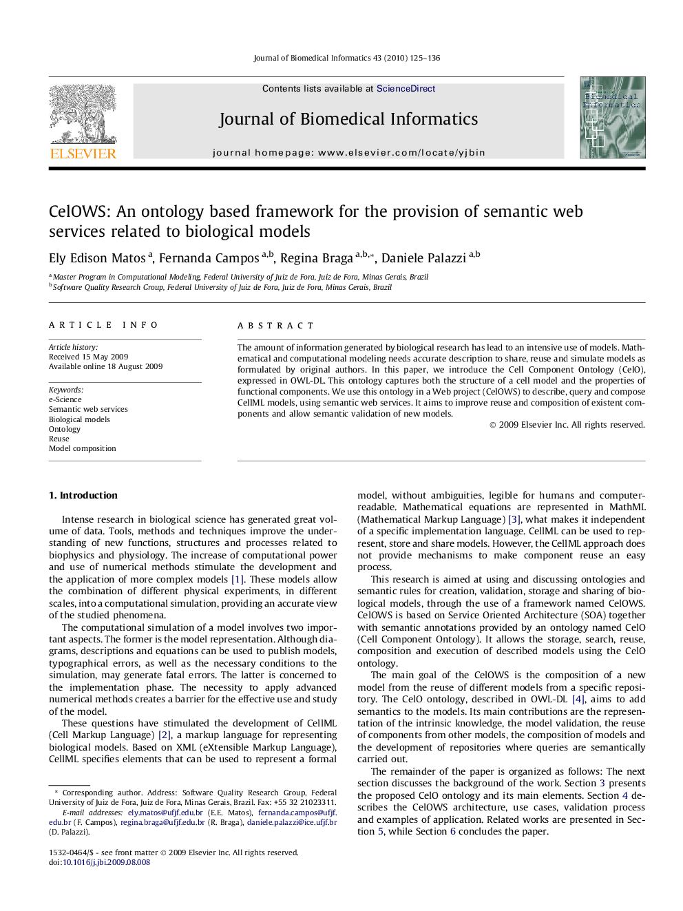 CelOWS: An ontology based framework for the provision of semantic web services related to biological models