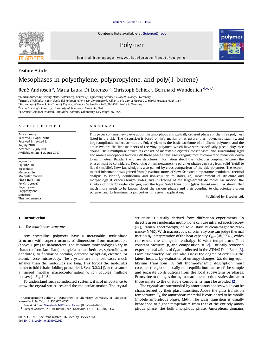 Mesophases in polyethylene, polypropylene, and poly(1-butene)