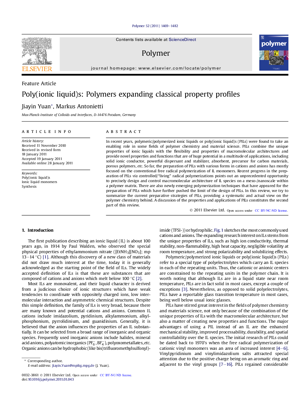 Poly(ionic liquid)s: Polymers expanding classical property profiles