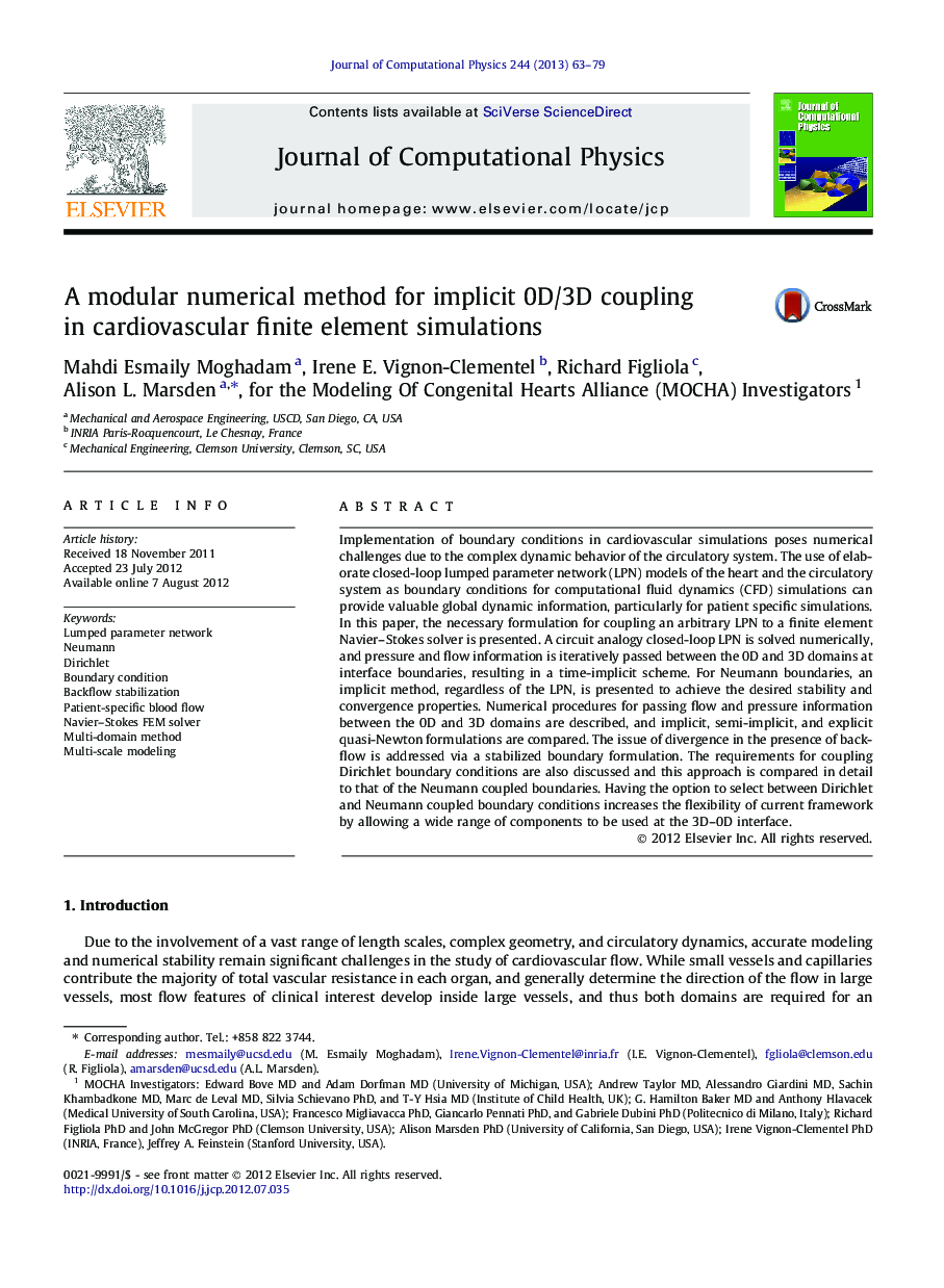 A modular numerical method for implicit 0D/3D coupling in cardiovascular finite element simulations