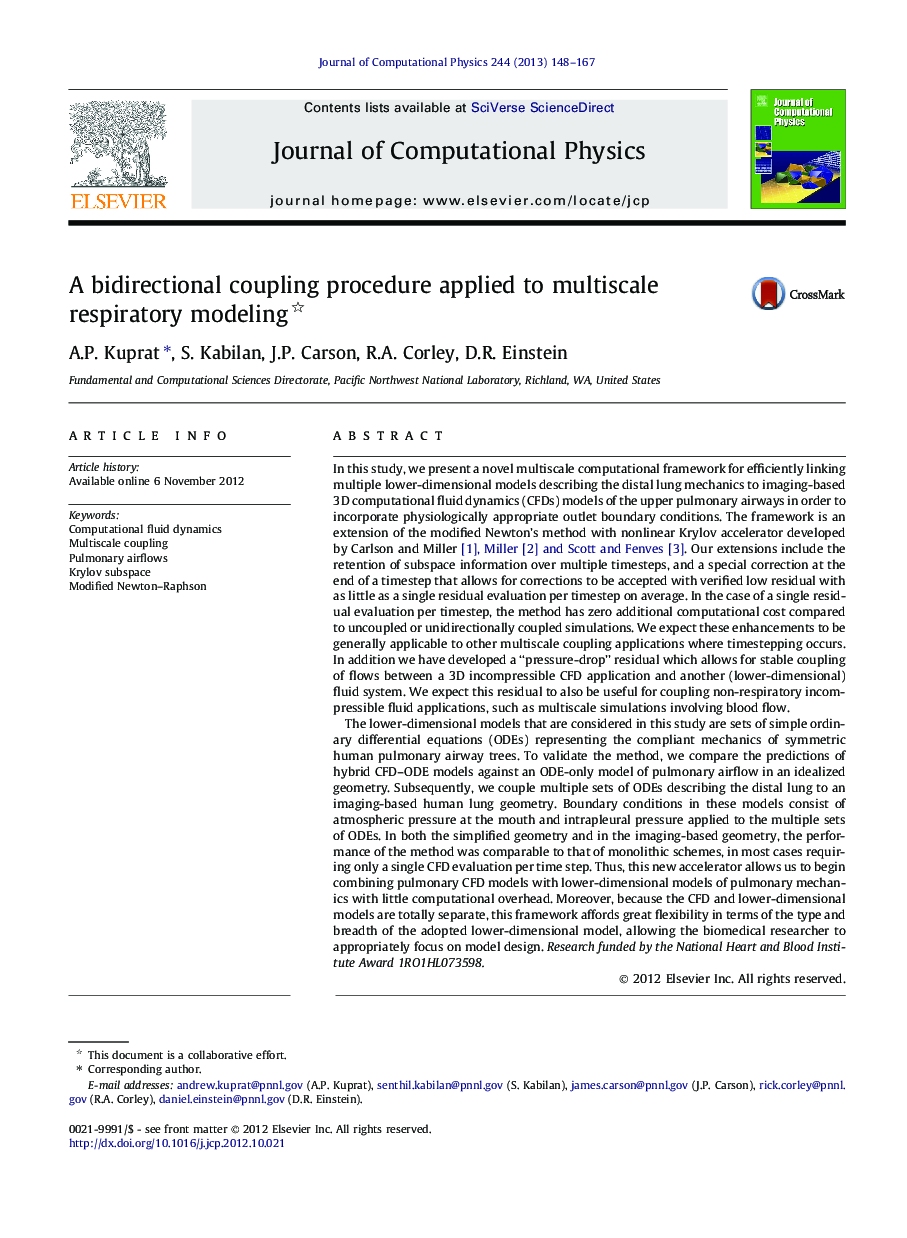 A bidirectional coupling procedure applied to multiscale respiratory modeling 