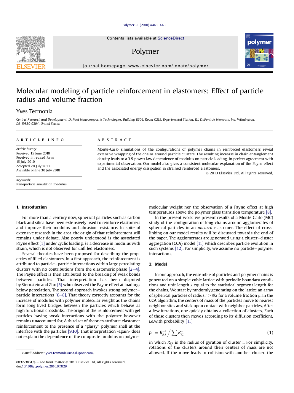 Molecular modeling of particle reinforcement in elastomers: Effect of particle radius and volume fraction