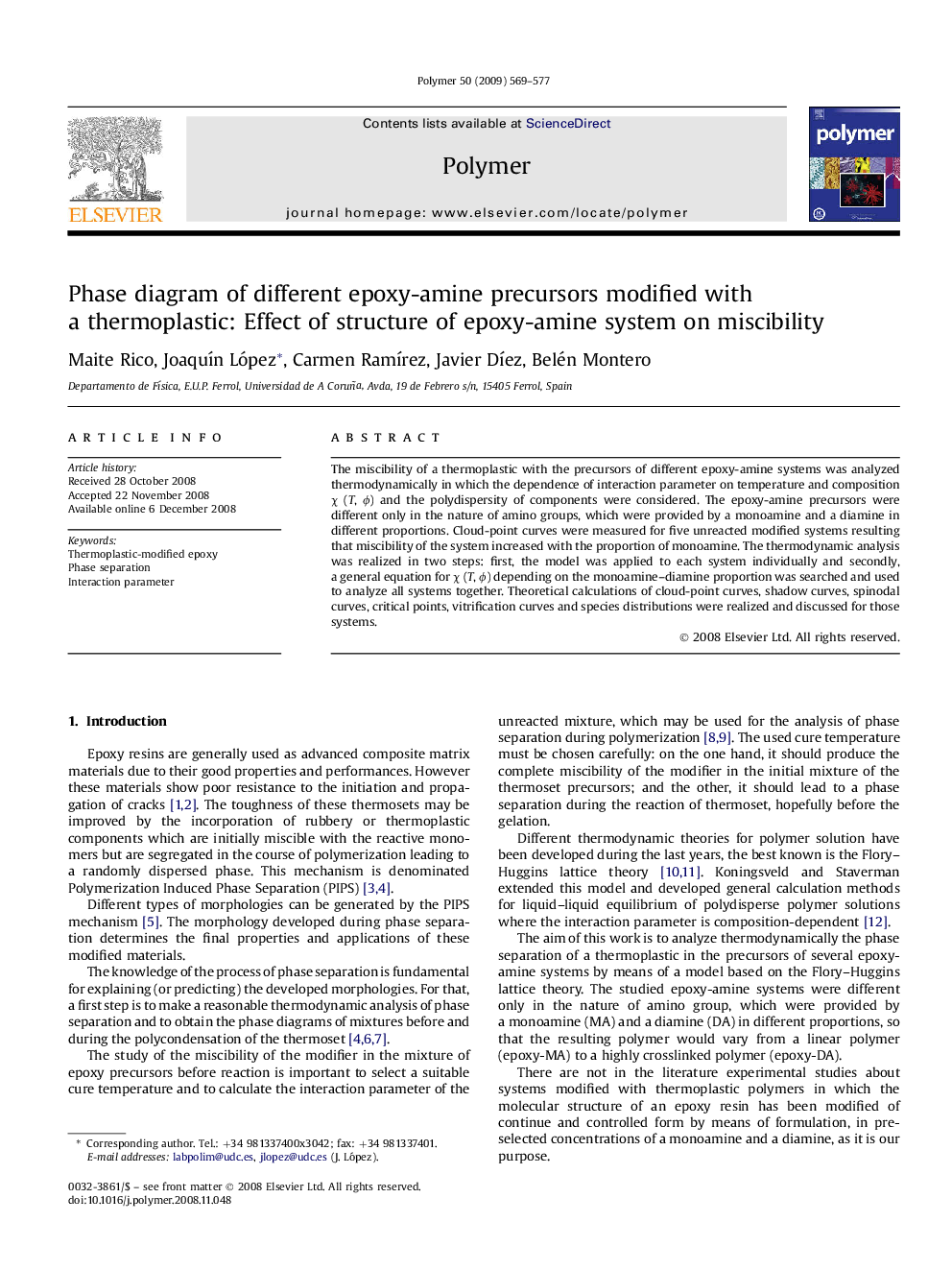 Phase diagram of different epoxy-amine precursors modified with a thermoplastic: Effect of structure of epoxy-amine system on miscibility