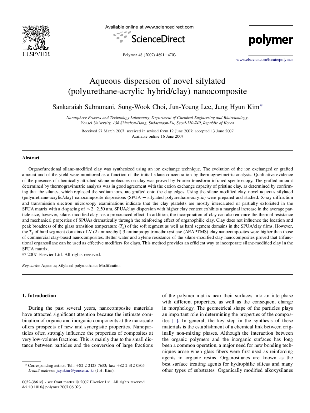 Aqueous dispersion of novel silylated (polyurethane-acrylic hybrid/clay) nanocomposite