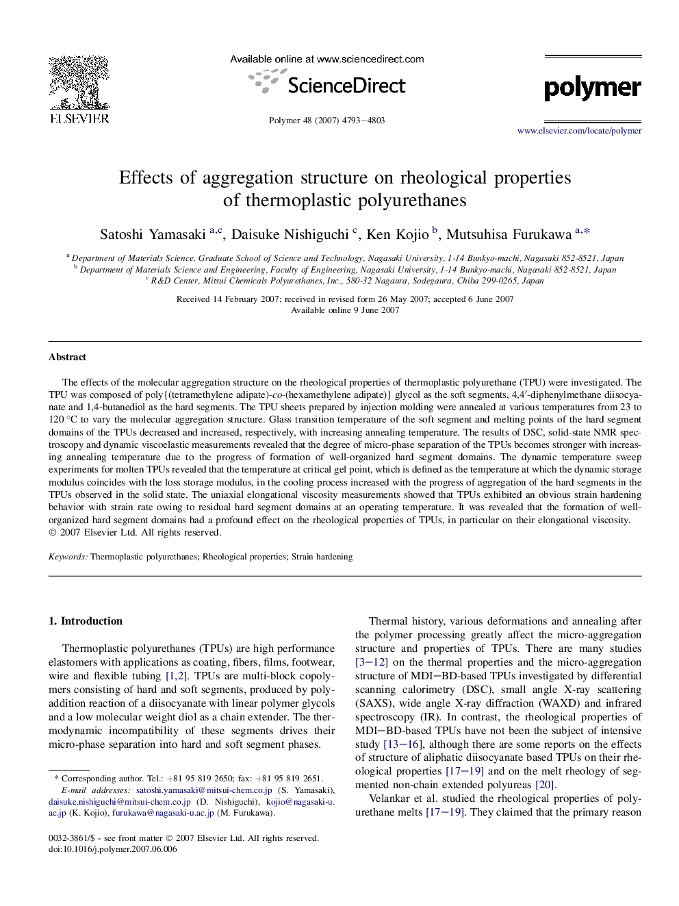 Effects of aggregation structure on rheological properties of thermoplastic polyurethanes