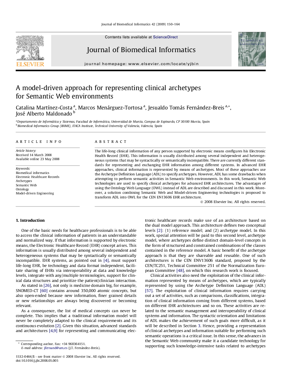 A model-driven approach for representing clinical archetypes for Semantic Web environments