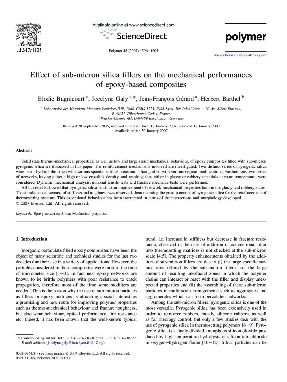Effect of sub-micron silica fillers on the mechanical performances of epoxy-based composites