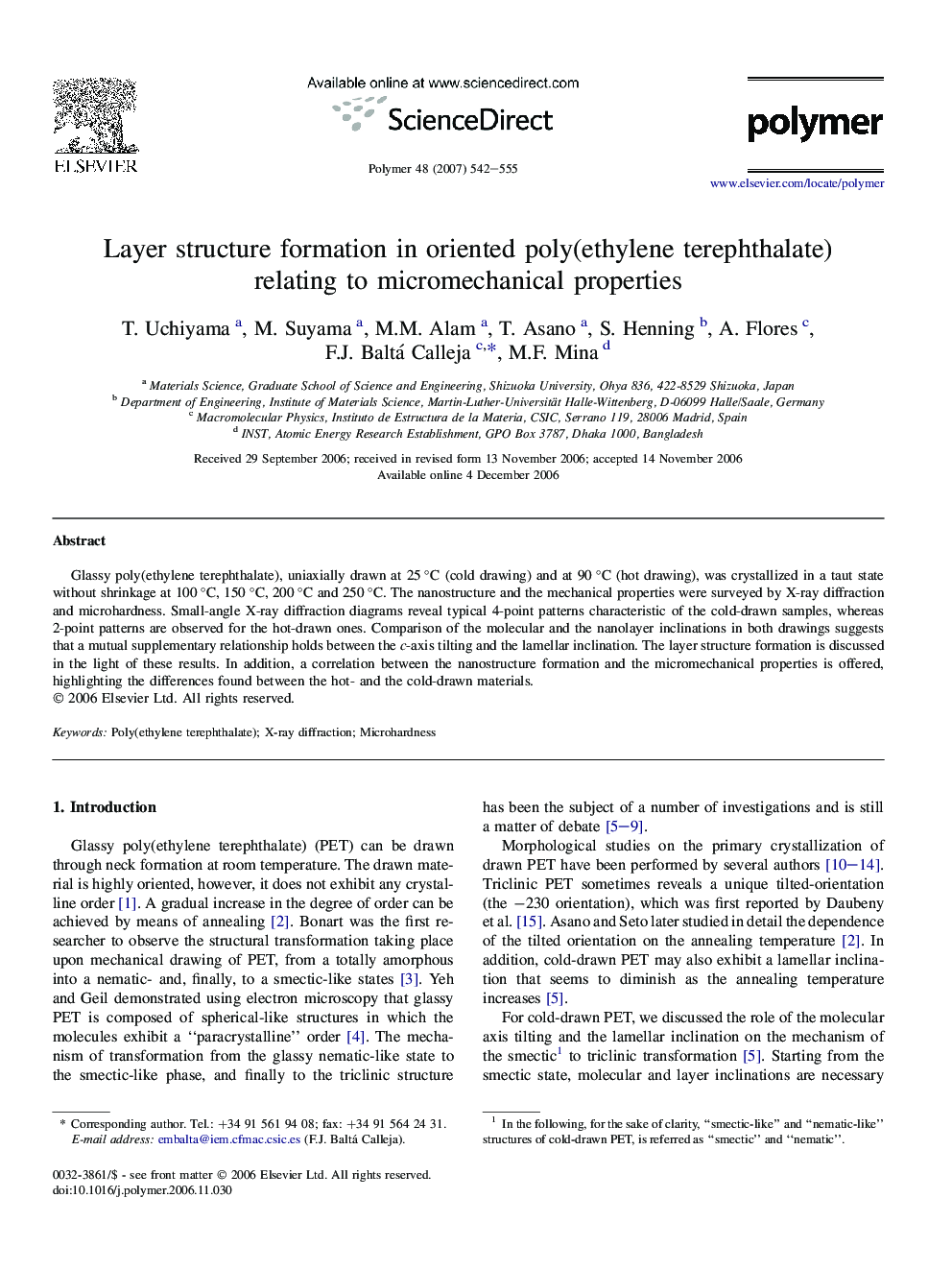 Layer structure formation in oriented poly(ethylene terephthalate) relating to micromechanical properties