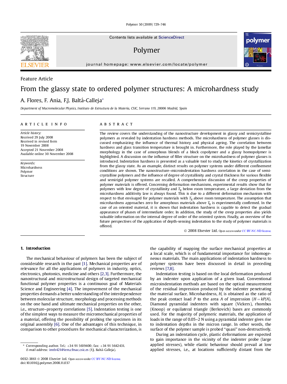 From the glassy state to ordered polymer structures: A microhardness study