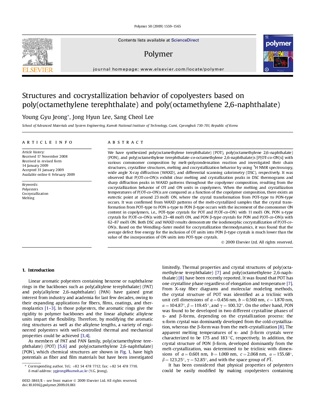 Structures and cocrystallization behavior of copolyesters based on poly(octamethylene terephthalate) and poly(octamethylene 2,6-naphthalate)