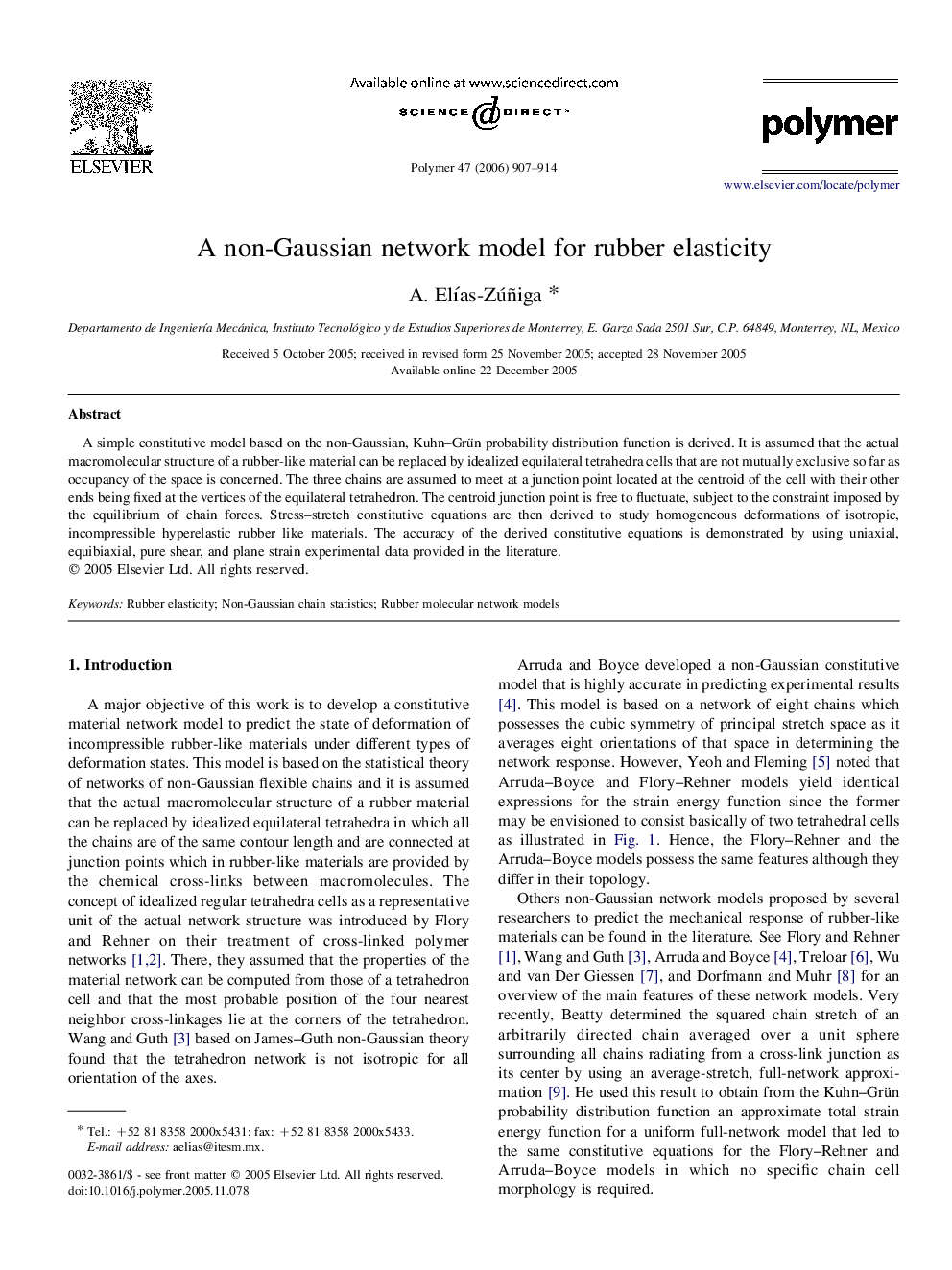 A non-Gaussian network model for rubber elasticity