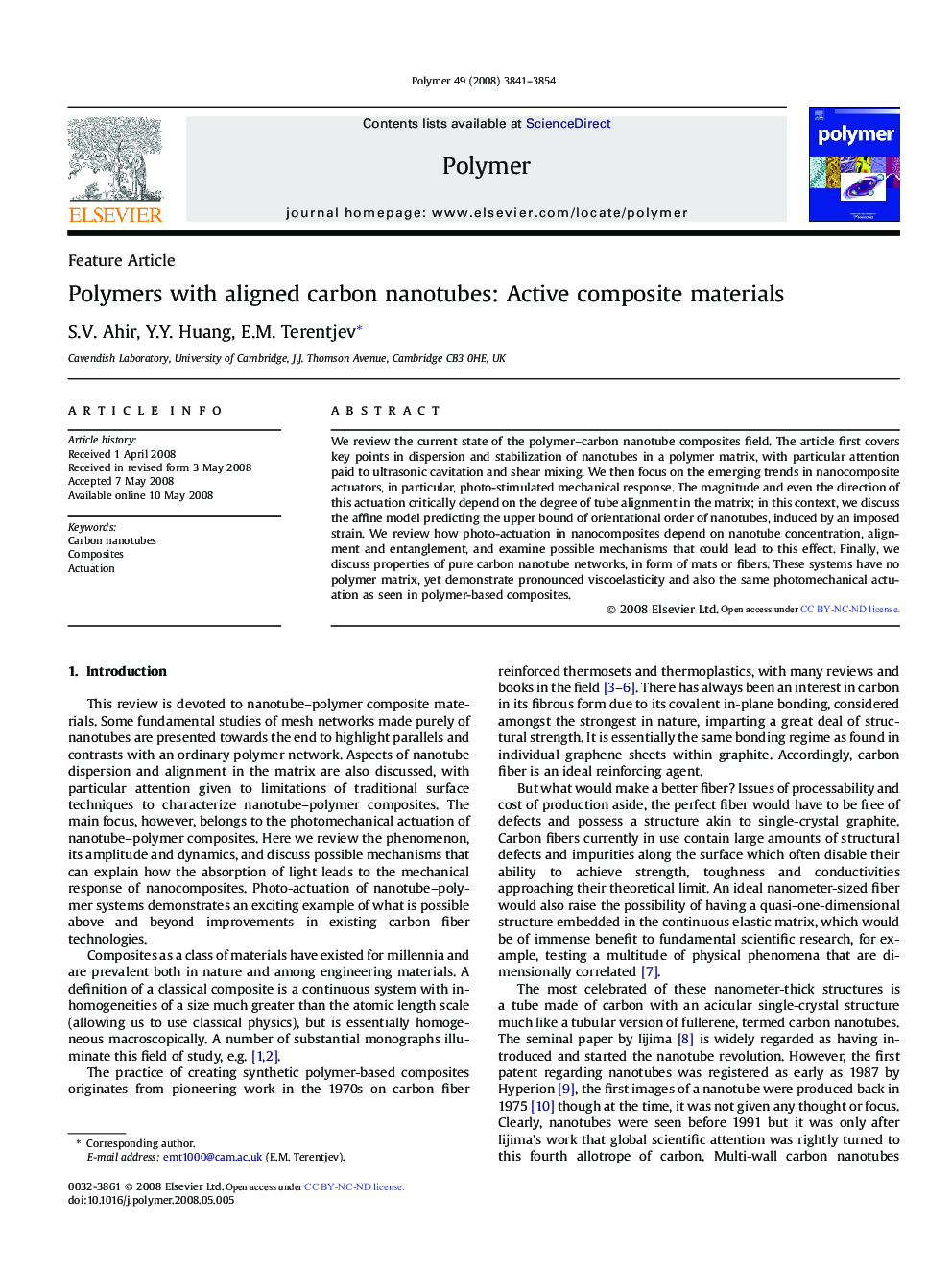 Polymers with aligned carbon nanotubes: Active composite materials