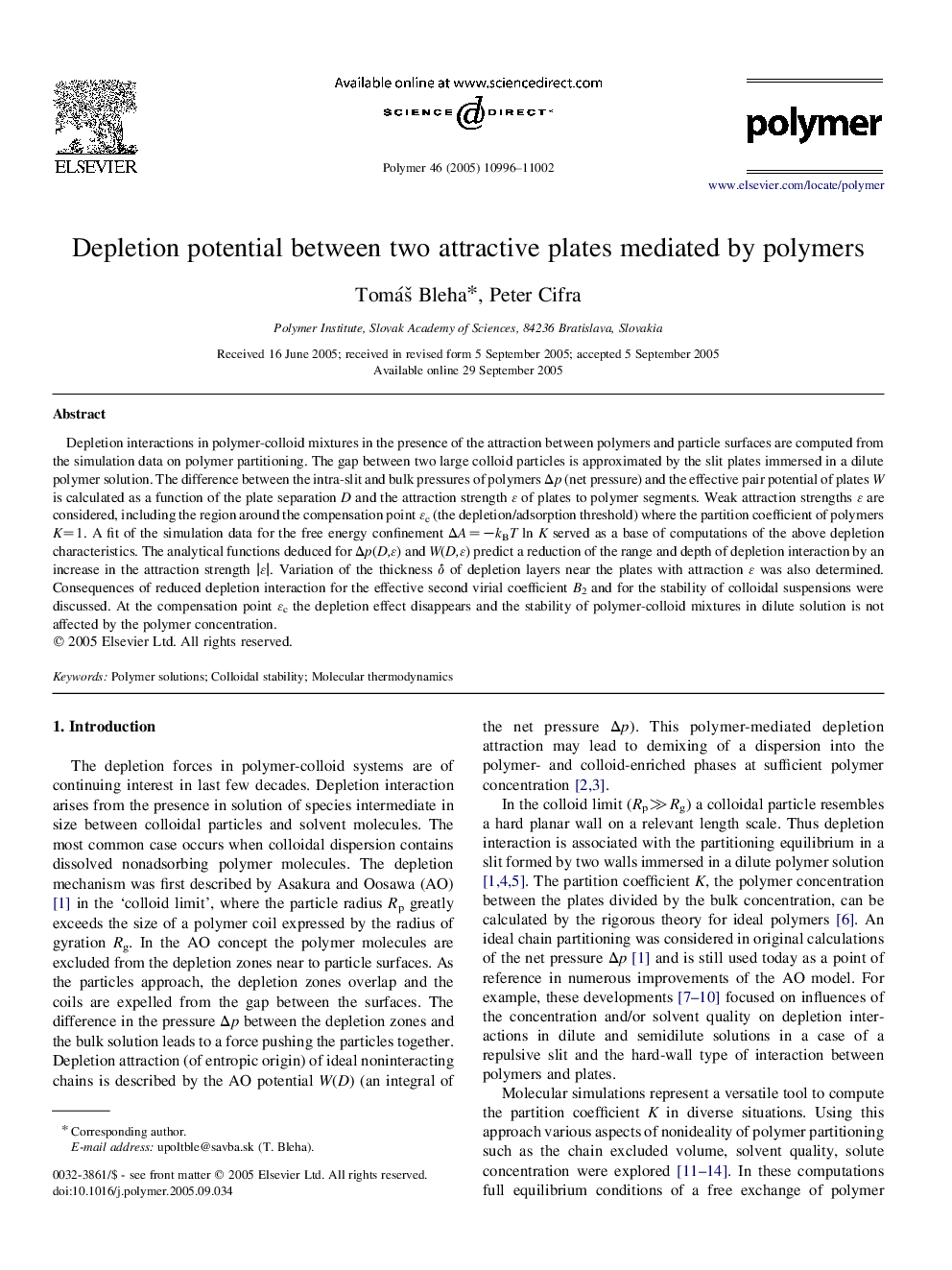 Depletion potential between two attractive plates mediated by polymers