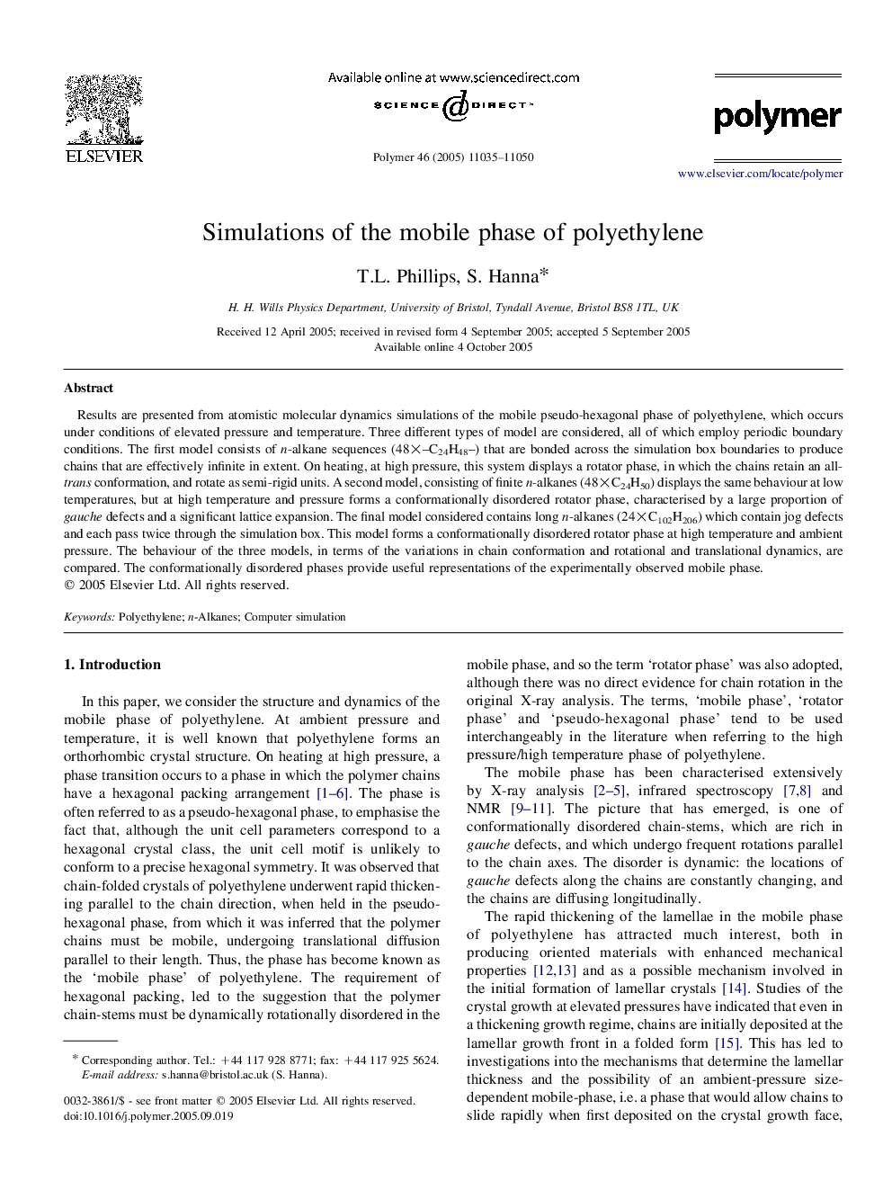 Simulations of the mobile phase of polyethylene