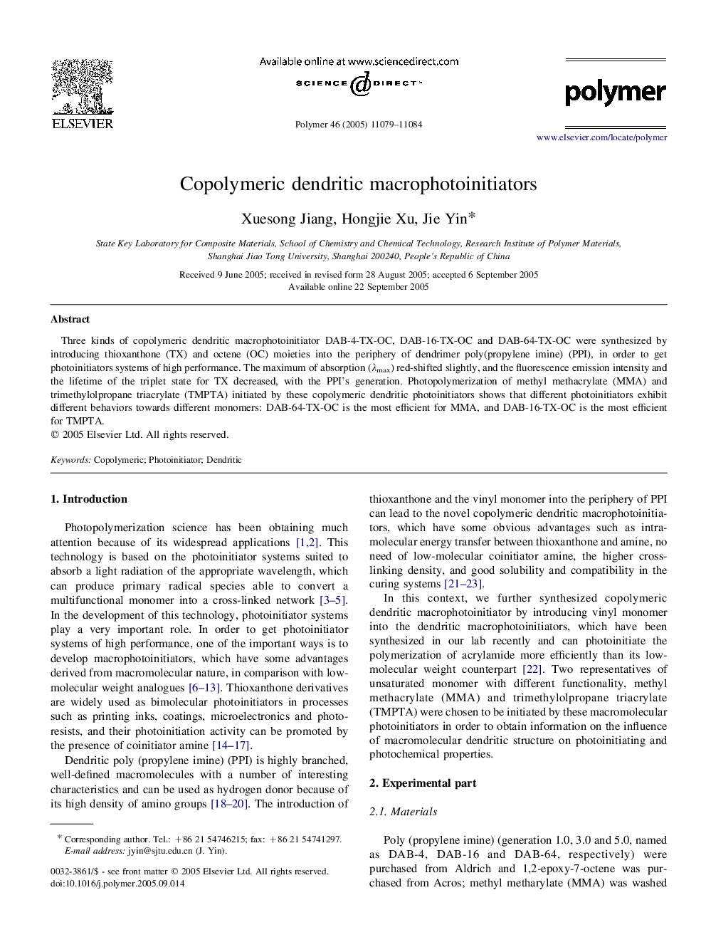 Copolymeric dendritic macrophotoinitiators